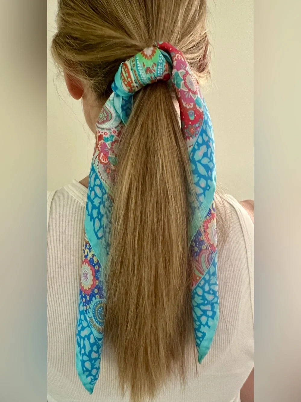 Light Blue Paisley Kids Hair Scarf Tie